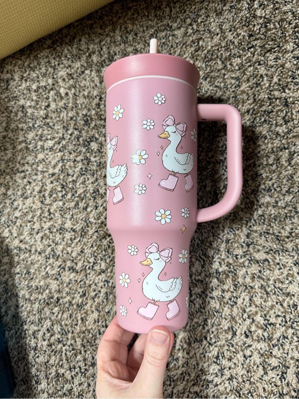 Owala 40oz tumbler with handle and straw goose
